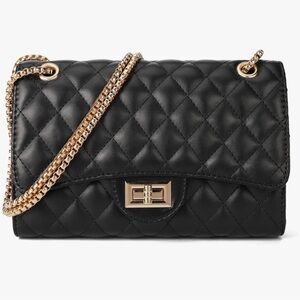 NWOT Elegant Black Quilted Shoulder Bag